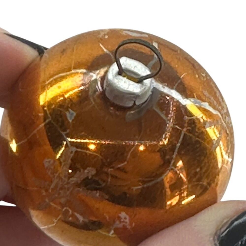 (2) Mercury Glass Hand Painted Christmas Ornament Balls Small 2" Mica Vintage - Picture 8 of 9